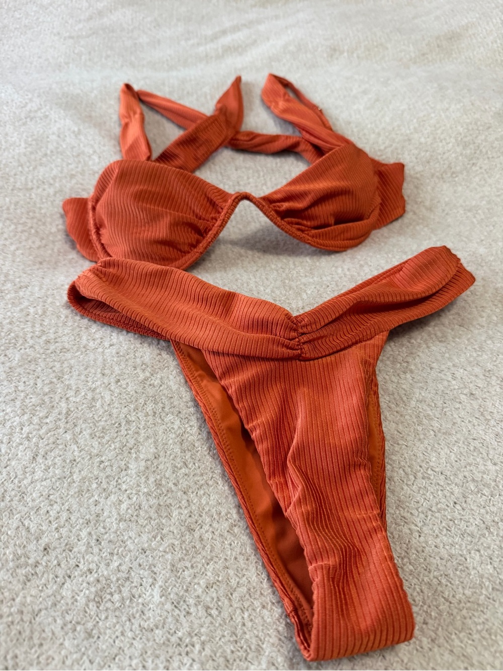 Bydee Rust Ribbed Underwire Bikini Set - Picture 2 of 15